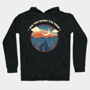 See You Down The Road Van Life Moon Hoodie